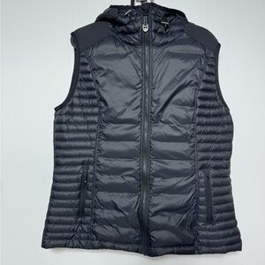 Kuhl Spyfire Black Hood Zip Puffer Goose Down Vest Womens Size Large